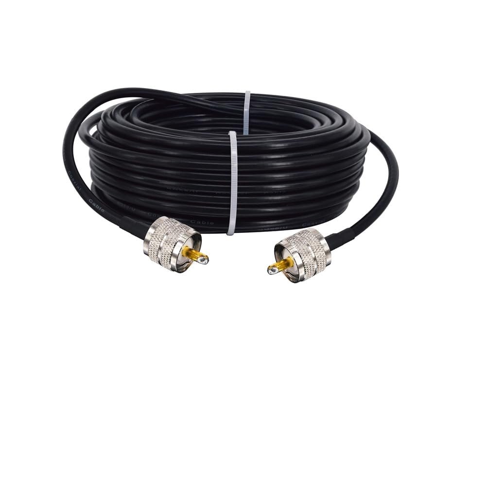 15M PL259 Cable CB Coax Cable RG58 Coax Cable PL259 50ohms CB Radio Antenna UHF Male to UHF Male Low Loss Extension for Antenna SWR Meter Ham Radio Broadcast Telecom CCTV