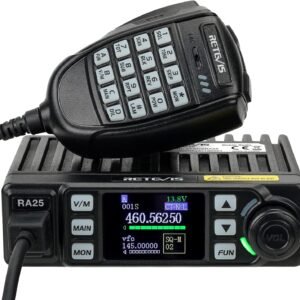Retevis RA25 Mobile Transceiver, Dual Band Dual Monitor, 5W/20W, 500 Channels, FM Radio, 5Tone/2Tone/DTMF, 1.44 Inch TFT Display, Mini Mobile Radio (1Pcs, Black)